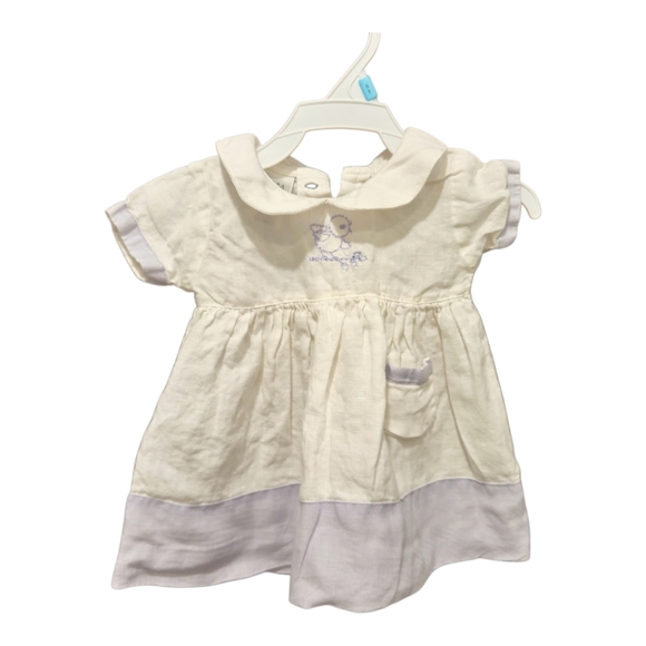 GAP Other - 2000s Gap Baby Girls Peter Pan 100% Linen Easter Dress Newborn Spring Crunchy